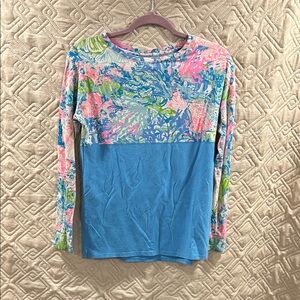 Lilly Pulitzer Pink and Blue Floral Jersey Top